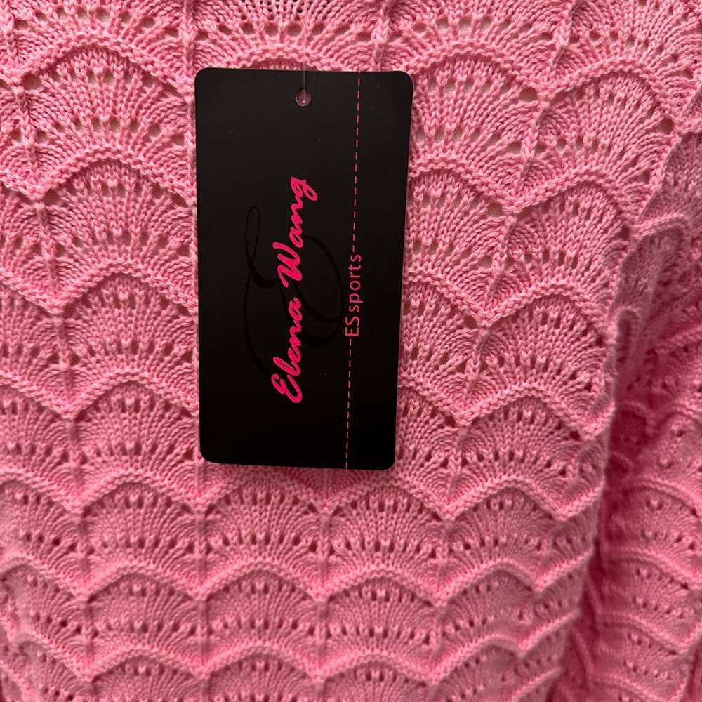 ELENA WANG Spring 2025 Collection Pink Knit Sweater All Season Size Sm $110 NWT - Picture 8 of 10